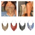 thumbnail image 3 of Yokua Womens Rhinestones Tassels Halter Crop Top Body Chain Sexy Backless Camisole, 3 of 15