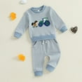 thumbnail image 4 of Zshosam Baby Boy Clothes Newborn Fall Baby Boy Fall Winter Clothes Long Sleeve Shirt and Pants Set Cute Infant Toddler Boy Outfits Size 3 6 Months,(Z01-Blue 3-6 Months), 4 of 8