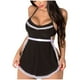 thumbnail image 2 of ICHUANYI Clearance Women Sexy Maid Maid Uniform Pajamas Nightdress Suit Sexy Underwear Suit(Black, XL) Ichuanyi Ichuanyi, 2 of 9