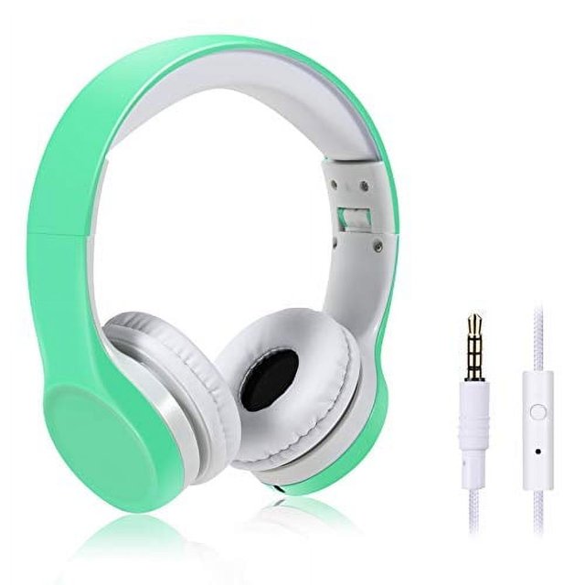 YUSONIC Auriculares para Niños para la Escuela, Dos Puertos de Audio para Compartir, para Niños y Niñas Escolares, Viajes (Verde uv)