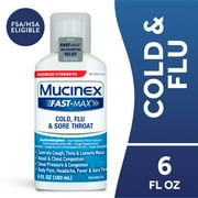 Mucinex Fast Max, Cold, Flu & Sore Throat Liquid Medicine, 6 fl oz
