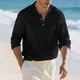 thumbnail image 1 of Ceisia Men's Relaxed Fit Linen Blend Long Sleeve Turndown Collar Shirt with Chest Pocket Black M Gifts, 1 of 6