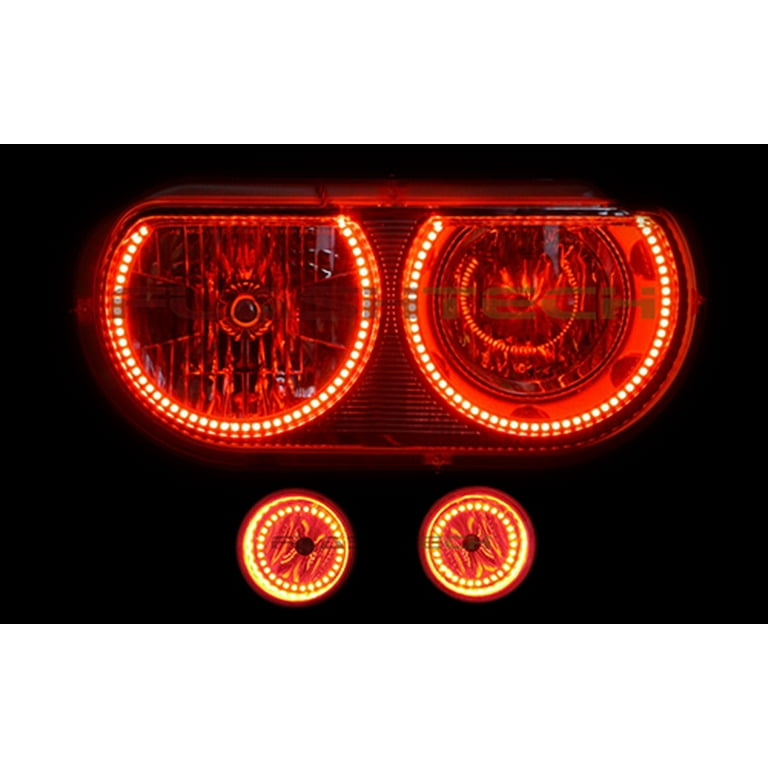 Armstrong ære kobling Flashtech Red LED Halo Ring Headlight and Fog Light Kit for Dodge  Challenger 08-13 - Walmart.com
