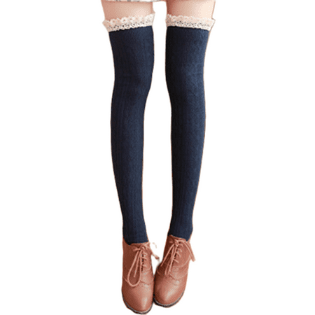 

Women/Girl Autumn/Winter Cute Socks Casual Thick Breathable Soft Stockings Long Solid Lace Hose