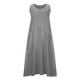 thumbnail image 4 of Ovzne Robes pour Femmes 2025 Robe Femme Mode Été Décontractée Couleur Unie Sans Manches Col Rond Robe à Poches Jupe Robe de Printemps Liquidation, 4 of 6