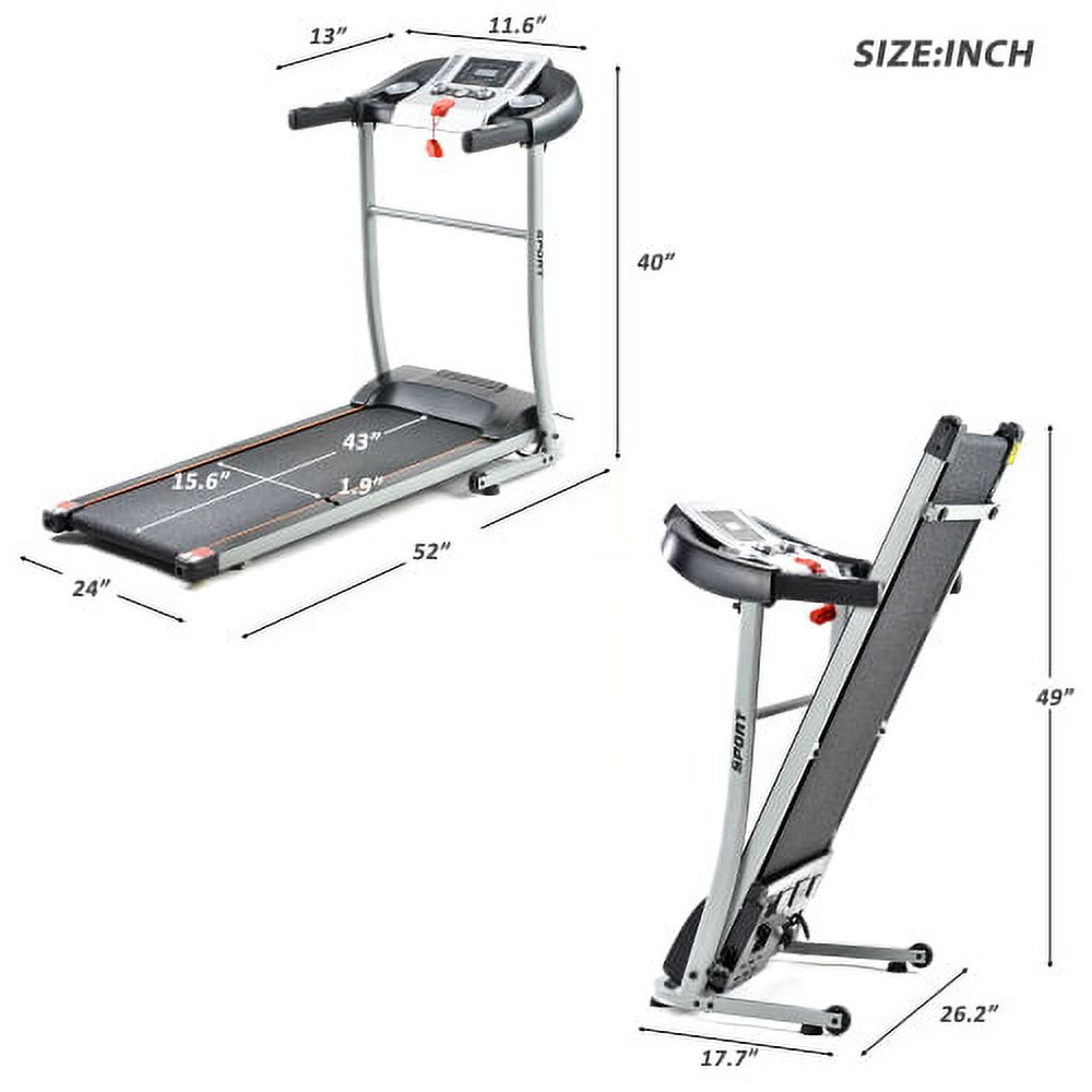 Folding Electric Treadmill Motorized Running Machine Indoor Activity,With 12 Automatic Programs & 3 Modes, LCD Monitor/ Heart Rate/ Calorie Max Weight 240lb - image 3 of 9