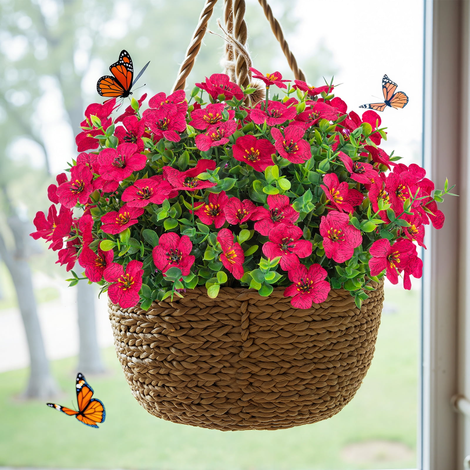 Scidweet 16 Bundles Artificial Fake Flowers Outdoor, Faux Flowers Plastic Plants Spring Summer Outside Home Porch Garden Window Box Decor