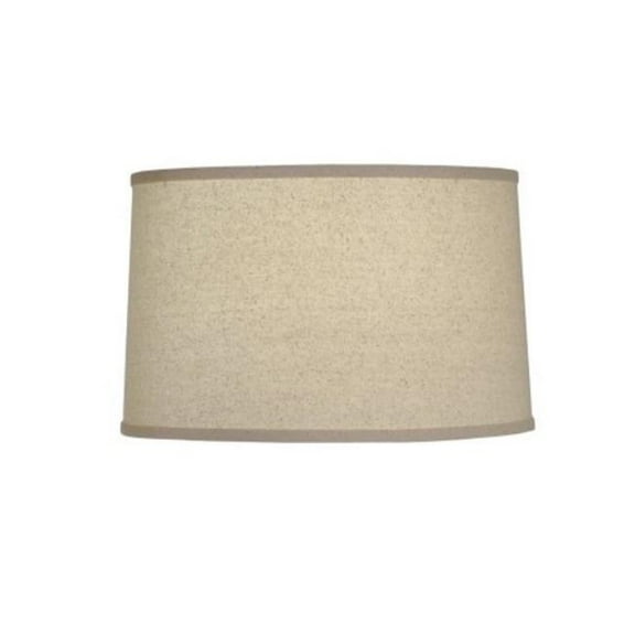 Stiffel  14 x 15 x 9 in. Natural Bombay Self Fold Trim Drum Lamp Shade with Brass Top Ring
