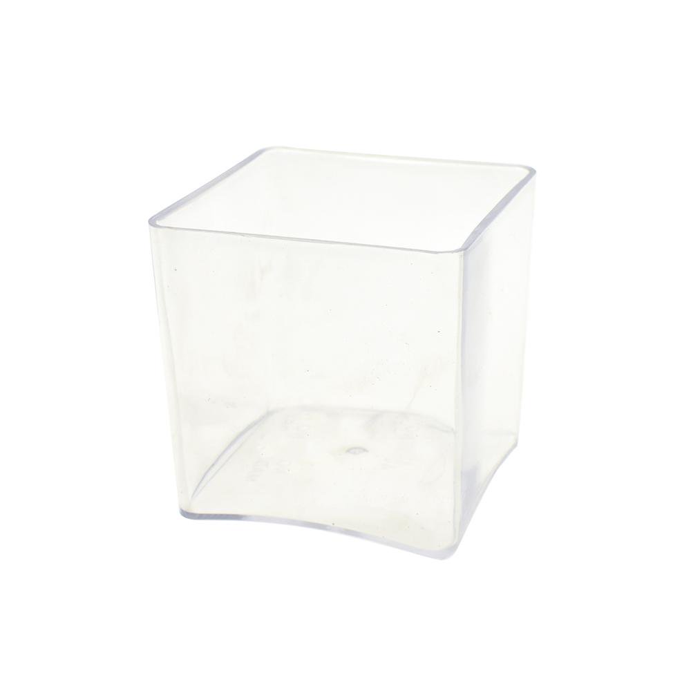 Clear Plastic Square Vase Display, 5Inch x 5Inch