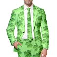 thumbnail image 1 of toraway Men Suits Regular Fit Black Casual Mens St. Patrick's Day Festive Style All Over Printed Four Leaf Jacket Suit XL, 1 of 4