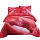 thumbnail image 2 of Lujo Algodón Rojo Rosa Imprimir Funda Nórdica Reina Juego de Cama Conjunto de diseño, 2 of 5