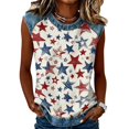 thumbnail image 2 of Tank Tops for Women Diagonal Stripe Star Round Neck Sleeveless Shirts Casual Loose Fit Trendy Patriotic Camisole Blouse Watermelon Red XL, 2 of 6