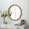 thumbnail image 2 of Wall Mirrors 23.62 inches Wood Round Wavy Wall Mirror Round Wall Mirror Scalloped Mirror -Large Decorative Wood Framed Hanging Circle Mirror Modern Farmhouse Decor for Bathroom,Living Room, Nursery D, 2 of 11