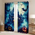 thumbnail image 2 of jejeloiu Spooky Halloween Castle Blackout Curtains,Horror Pumpkin Lantern Curtains Pack of 2 (38x45 Each),Black Bats Window Curtains For Boys Kids,Ultra Soft Home Decor, 2 of 6