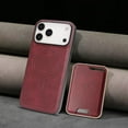 thumbnail image 5 of 2 In 1 Functuon Case for iPhone 17, PU Leather Detachable Magnetic Card Bag, Support Magnetic Wireless Charger, Shockproof Protective Lightweight Phone Cover for iPhone 17, Winered, 5 of 8