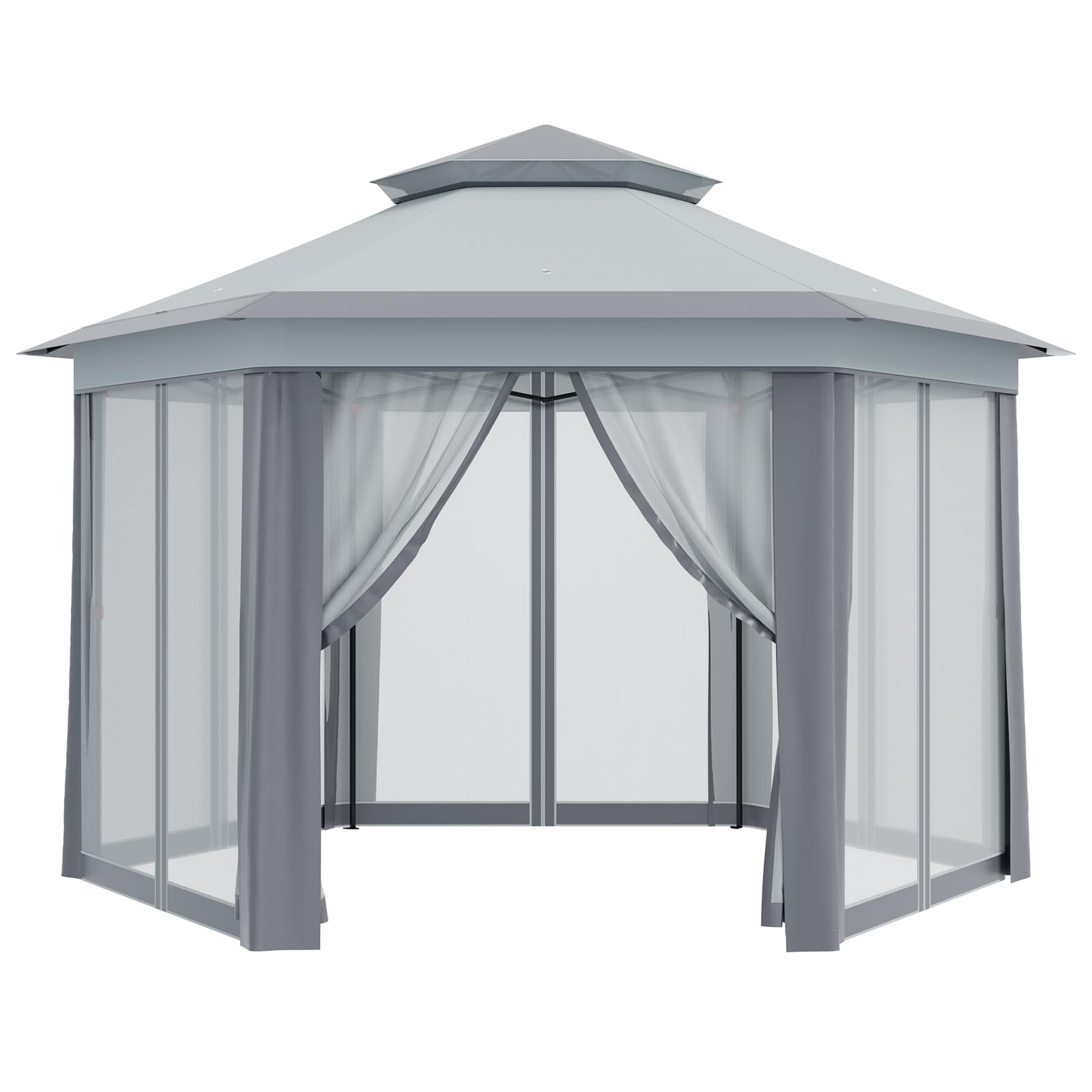 TROPOW Gazebos for Gardens,All Seasons Gazebos,with Adjustable Heights,Outdoor Gazebo for Backyard & Patio Furniture,Pop Up Tent,Gray