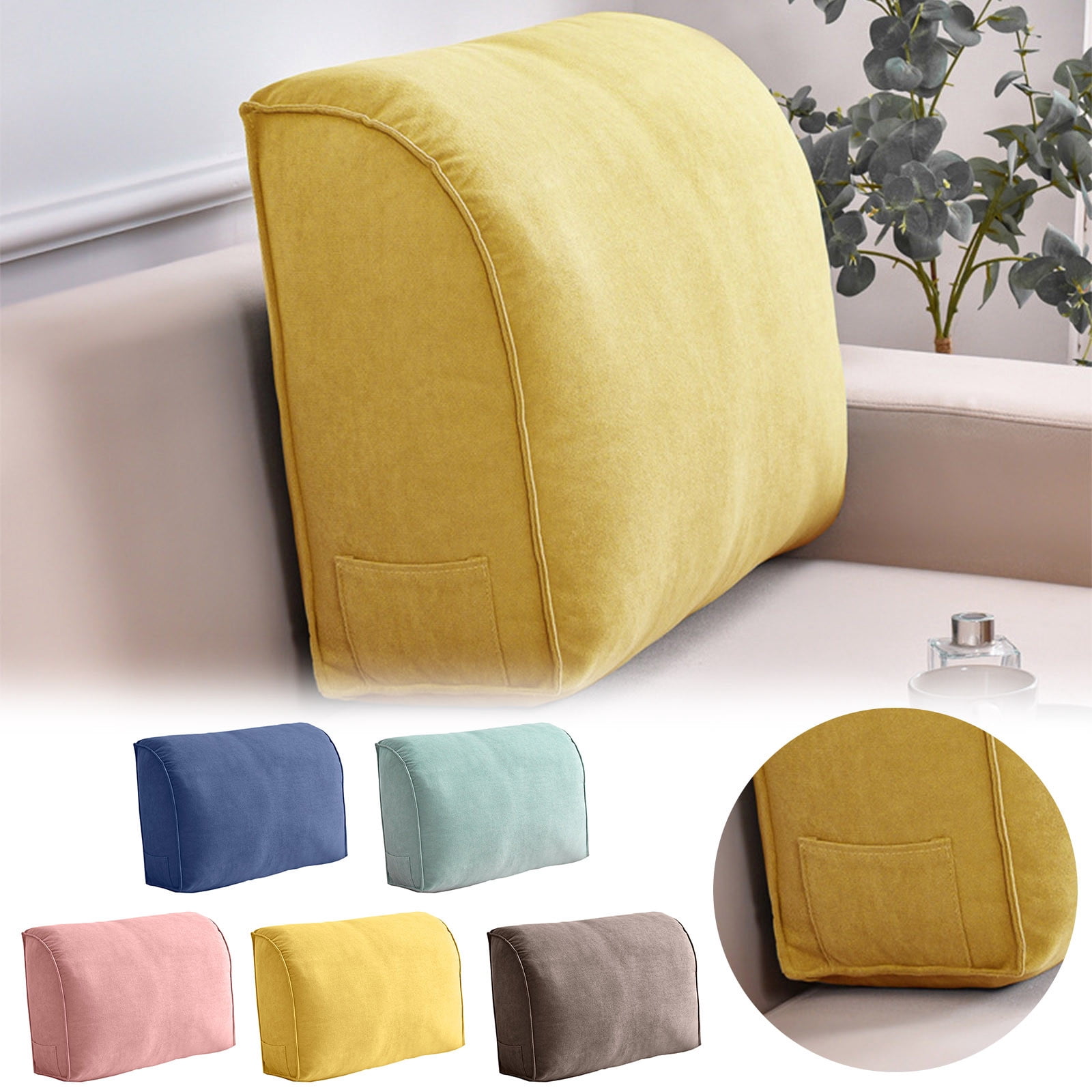 Wedge Pillow for Back Support,Sofa Back Cushion & Headboard Pillow, Lumbar Support Reading Pillow with Removable Cover for Living Room Couch(23.62*7.87*17.72Inch)