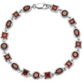 thumbnail image 4 of Sterling Silver Rhodium Plated Garnet Bracelet (7 X 6) Made In Thailand qx585ga, 4 of 5