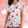 thumbnail image 1 of TIMIFIS Blouse d'Uniforme de Travail pour Femmes, Manches Courtes, Col en V, avec Poches - Blanc, 1 of 5