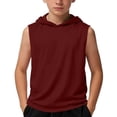 thumbnail image 5 of Rvasteizo Kids Long Sleeve Shirt Solid Sleeveless Hooded Crew Neck Tank Top for 5 to 15 Years Boys Girls Summer Sport Wear, 5 of 5