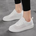 thumbnail image 5 of Womens Lace Flower Embroidered Sneakers Breathable Comfort Round Toe Lace-Up Walking Tennis Shoes, 5 of 8