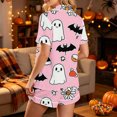 thumbnail image 5 of Tnhcen Halloween Pajamas for Women Short Sleeve Button Down 2 Piece PJ Sets Printed Summer Loungewear Plus Size S-2XL Soft Milk Silk Pajama Sets Casual Nightwear Sleepwear, 5 of 9