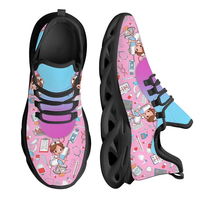 Zapatos de malla para mujer con estampado de enfermera kawaii, plataforma con aumento de altura para hospital, tenis antideslizantes para correr