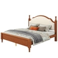 thumbnail image 4 of Euroco Wood King Size Platform Bed with Upholstery Headboard, Brown, 4 of 12