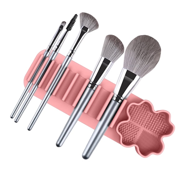 Self Adhesive Silicone Makeup Brush Organizer 2 in 1 Storage Holder with Brush Cleaning Mat for Bathroom Vanity