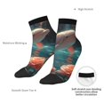 thumbnail image 6 of Rateoe Flower White Dolphin Pattern Quarter Crew Socks,Toe Seamed Ankle Socks,Cotton Cushioned Breathable Athletic Crew Sports Socks, 6 of 7