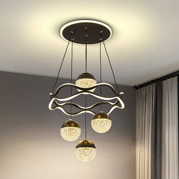 Modern LED Chandeliers 3-Color Dimmable Pendant Light for Kitchen Island, Dining Room, Living Room, Contemporary Hanging Ceiling Light, Adjustable Height, Perfect for Modern Home Decor
