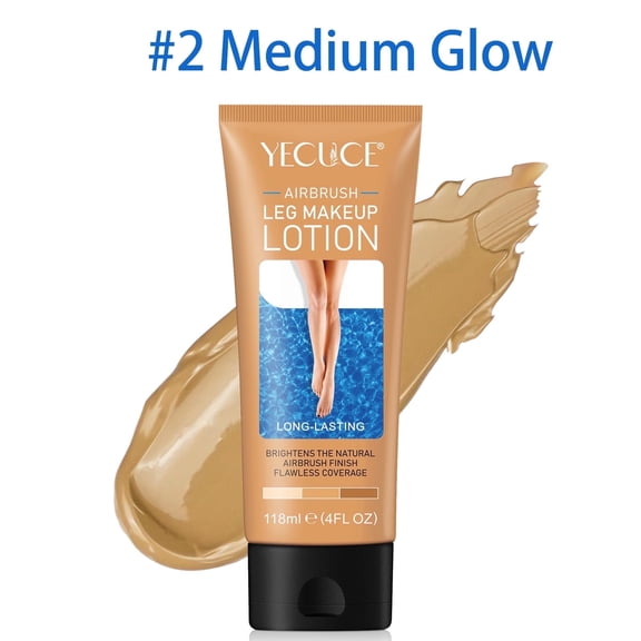 Airbrush Legs Lotion, Flawlessly Covers Leg Imperfections, Long Lasting & Waterproof Leg Makeup Cream,#2 Medium Glow