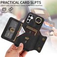 thumbnail image 5 of SaniMore for Samsung Galaxy A34 5G (6.6" 2023) Case, PU Leather Skin Shockproof Bumper Flip Purse RFID Blocking Metal Ring Stand Shell, Card Holder Cash Pocket Anti-drop Cover, Black, 5 of 17