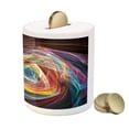 thumbnail image 3 of Fractal Piggy Bank, Psychedelic Gradient Triangle Geometric Shapes Lines Funky Hippie Illusionary Art, Ceramic Coin Bank Money Box for Cash Saving, 3.6" X 3.2", Multicolor, by Ambesonne, 3 of 4