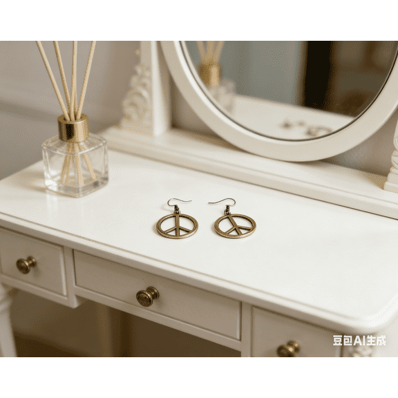 Women Vintage Peace Round Cubic Drop Hook Earrings Studs Earrings
