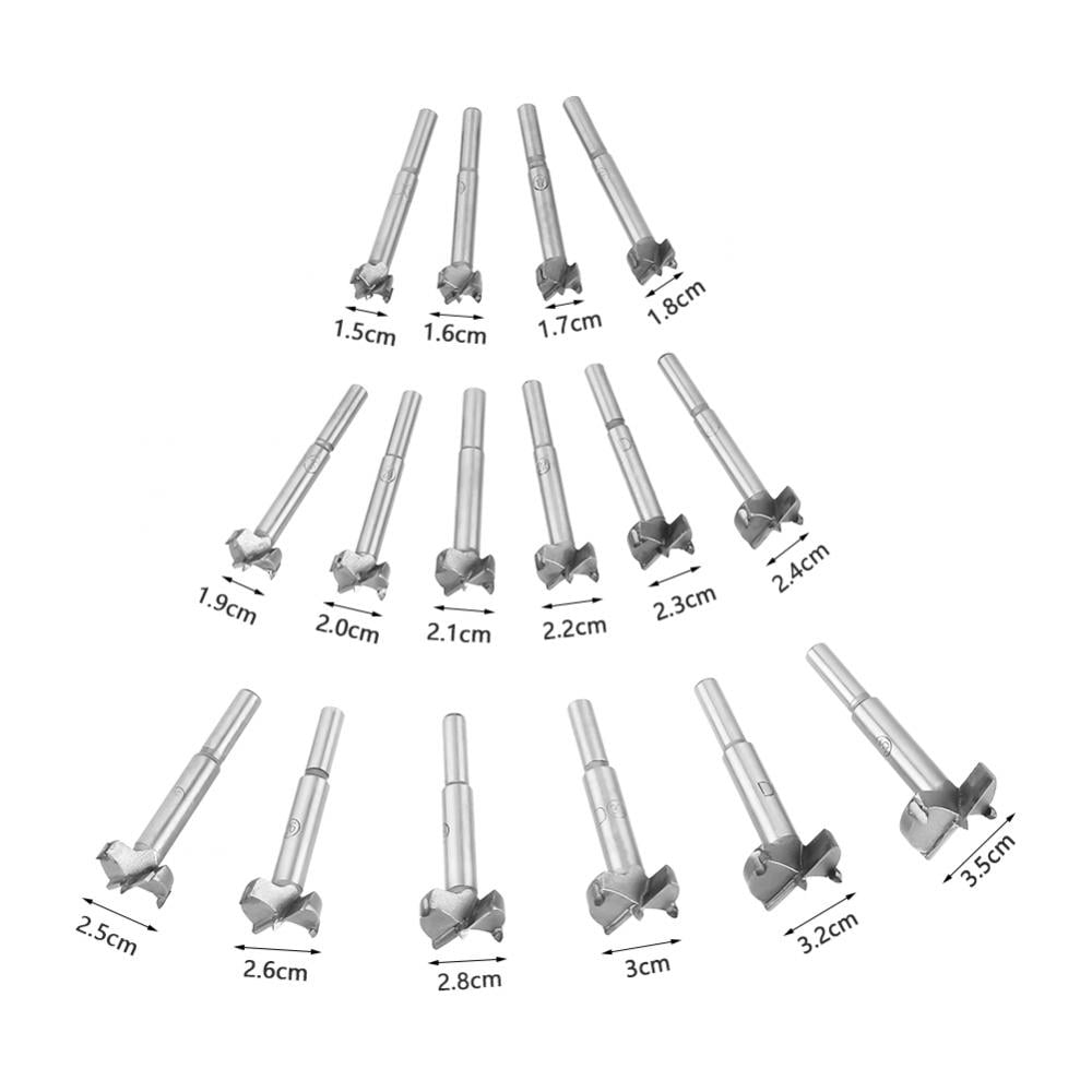 HERCHR Hole Cutting Tool, 16pcs Cemented Carbide Forstner Drill Bits