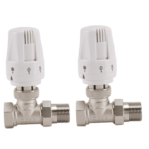 2X 3/4Inch Brass Thermostatic Radiator Valve Straight Type DN20 Automatic Temperature Control Valve Floor Heating,2 * Thermostatic Radiator Valve,White