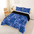 thumbnail image 3 of Homewish Leopard Print Full Size Comforter Sets, Blue Cheetah Print Bedding Comforter Set, Black Reversible, 3 Pieces 1 Comforter and 2 Pillowcases, 3 of 6