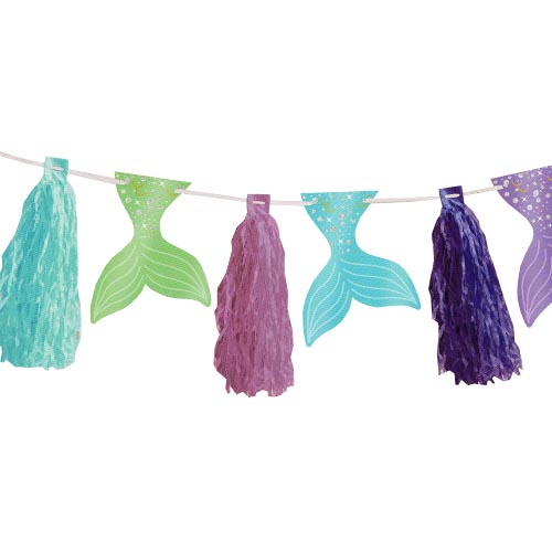 Mermaid 'Mermaid Wishes' Deluxe Glitter Tassel Garland (10ft)