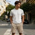 thumbnail image 4 of Waffle Knit Shorts for Mens Elastic Waist Breathable Textured Short Pants Casual Summer Athletic Beach Vacation Shorts Khaki 2XL, 4 of 5