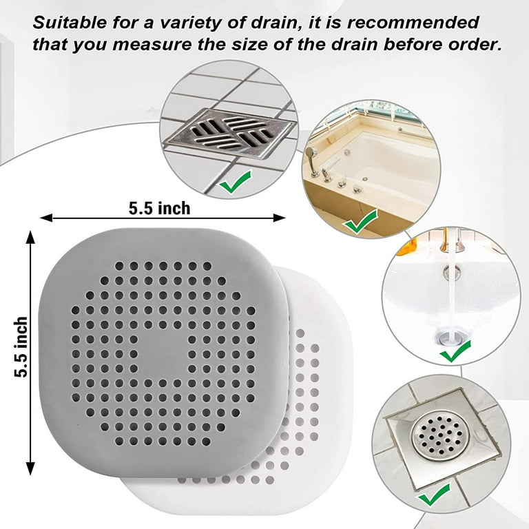 Square Drain Cover for Shower [4 Pack], Flat Drain Hair Catcher