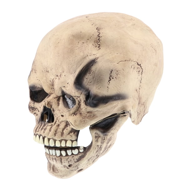 Máscara De Calavera De Cabeza Completa Casco De Calavera Realista Con Mandíbula Móvil Máscara De Esqueleto 3D Decoración De Miedo Espeluznante Para Fiesta De Disfraces De Halloween (Gris/Blanco) Speravity HA026625-01