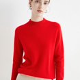 thumbnail image 1 of Suéter de cachemira de lana para mujer, jersey de cuello alto de media altura, prenda de primera línea, jersey de punto suelto de manga larga, top de color sólido para primavera/otoño, 1 of 5