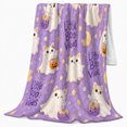 thumbnail image 2 of draped fantasy figure Costume Cats With Pumpkin confection illustrations Buckets, Soft Flannel Blanket, Pastel autumn celebration Cartoon Home Decor for Bedroom and Living Room, Housewarming Gift, 2 of 7