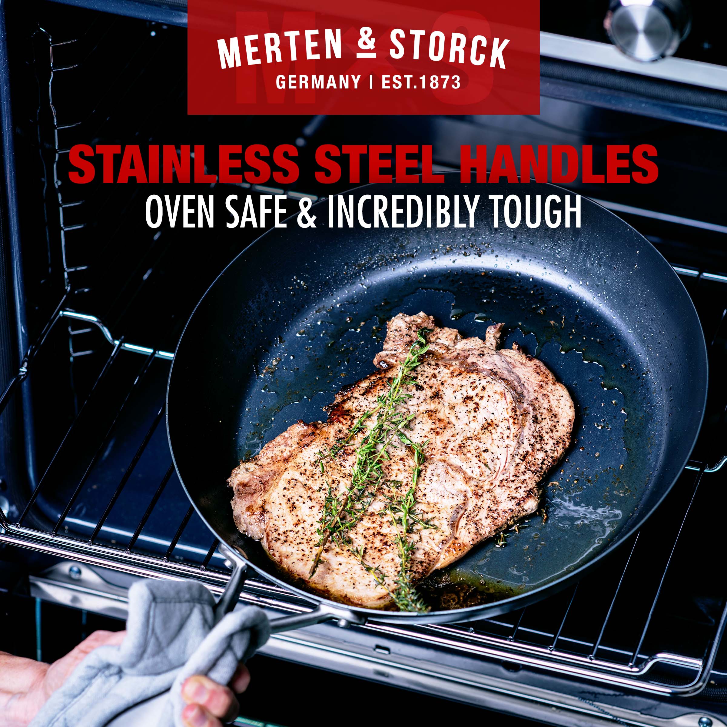 Merten & Storck Pre-Seasoned Carbon Steel Pro Induction 10" Frying Pan Skillet, Black - image 5 of 7