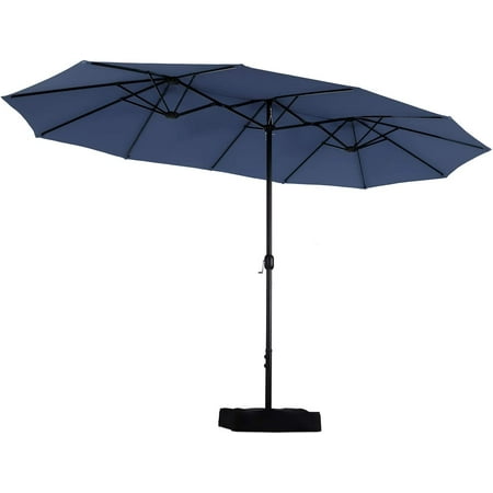 Sophia & William 15FT Outdoor Patio Umbrella Extra Large Double Sided Garden Umbrella with Crank Handle Base Included Navy Blue