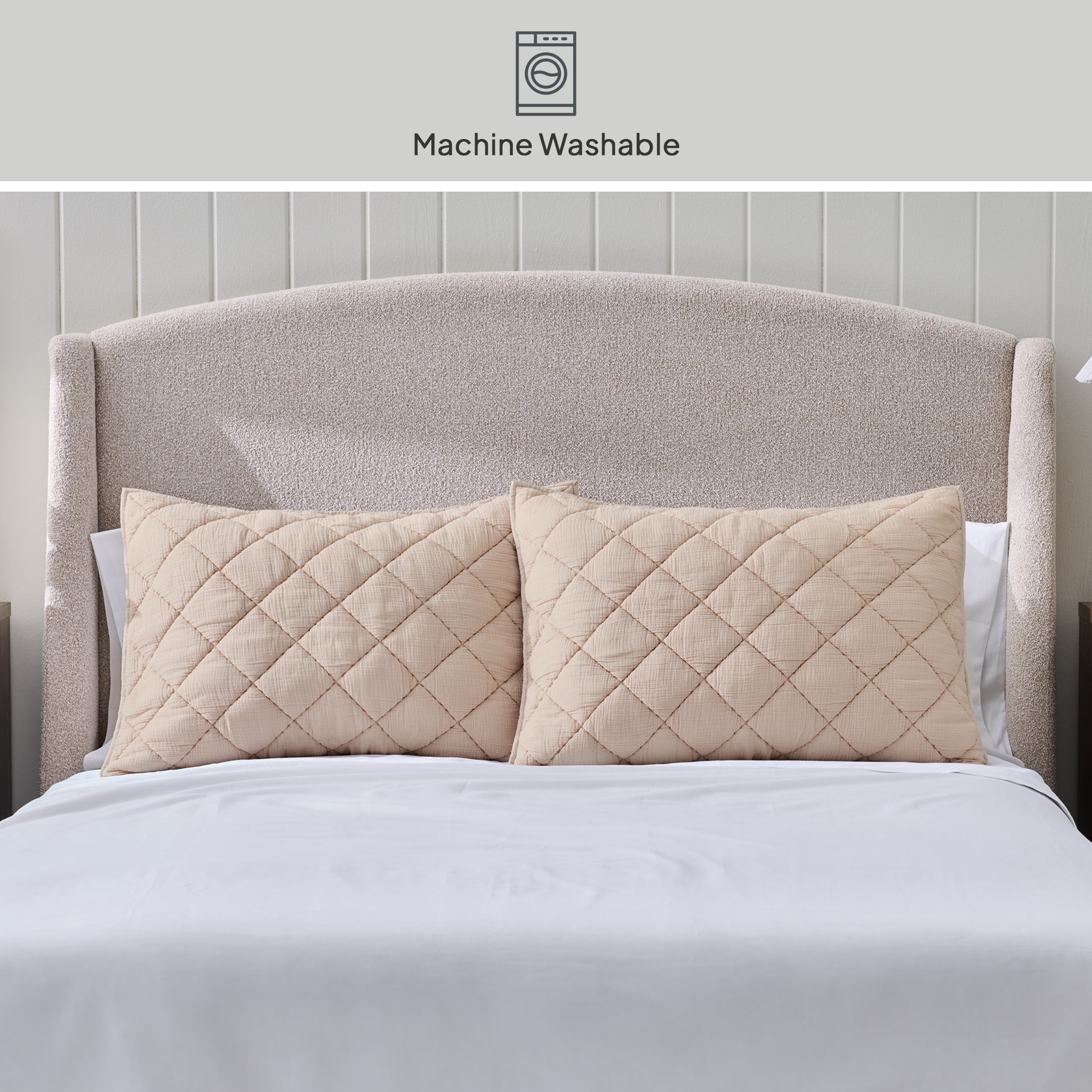 Better Homes & Garden Diamond Gauze Shams, King, Beige, 2 Pack