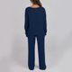 thumbnail image 3 of Women's 2-piece home pajamas casual knitted long-sleeved top and pants matching set light gray XXL, 3 of 4