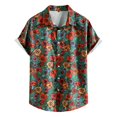 thumbnail image 1 of Camisas Para Hombre Manga Larga Negra Camisas de un solo pecho de primavera y verano para hombre, camisa informal de manga corta con solapa para playa y vacaciones al libre (Green, S), 1 of 7