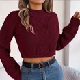 thumbnail image 5 of Lovskoo 2024 Sweaters for Women Trendy Pullover Long Sleeve Round-Neck Blouse Knit Tops Claret, 5 of 7